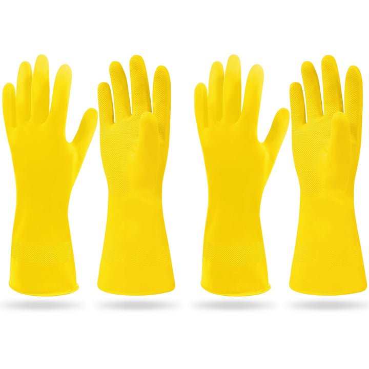 SteadMax 2 Pairs Cleaning Gloves, Reusable Natural Rubber Dish Gloves, Waterproof Latex Non-Slip Dishwashing Gloves for Kitchen and Household (Large, 2 Pack)
