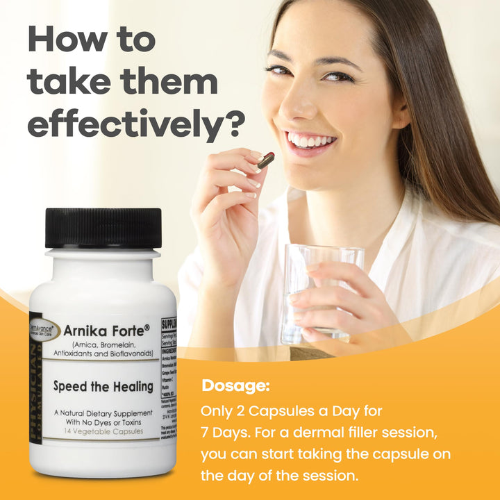 Arnika Forte - Natural Dietary Supplement with Arnica, Bromelain, Antioxidants, and Bioflavonoids - 14 Vegetable Capsules for Bruises and Swelling Reducer - Post Surgery Supplements