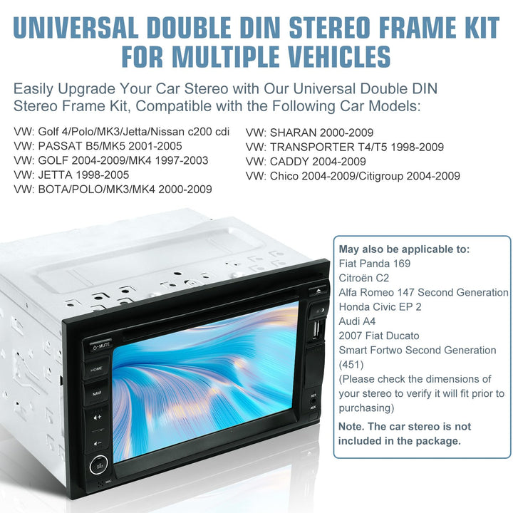 Double Din Installation Kit, Universal Double DIN Installation Cage Kit Slot Metal Car Stereo Radio Mounting Frame, Compatible for Passat/MK3/Jetta Panel Frame