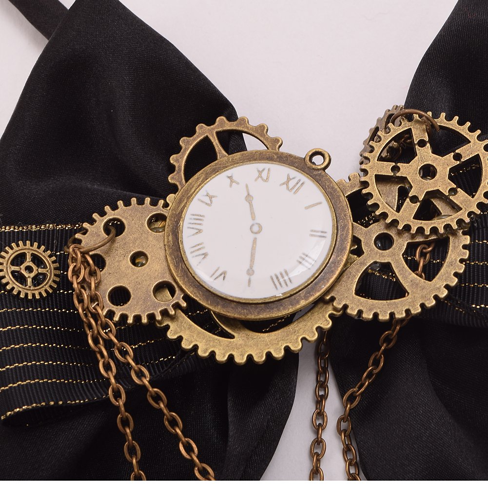 Blessume Steampunk Bowtie Gears, Black, One size
