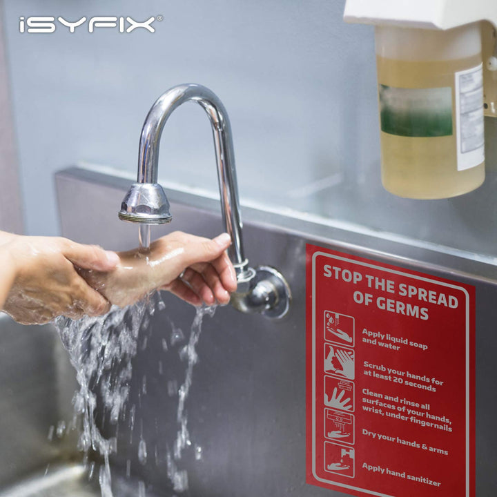 Wash your Hands Stop the Spread Signs Stickers - 2 Pack 7x10 Inch - Premium Self-Adhesive Vinyl, Labels Laminated UV, Weather, Scratch, Water and Fade Resistance, Indoor &amp; Outdoor