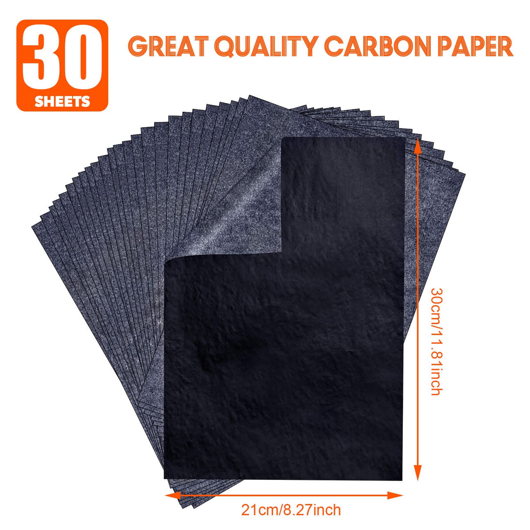Carbon Paper for Tracing Graphite Transfer-Paper - PSLER 30 Pcs Black Graphite Paper for Tracing Drawing Patterns on Wood Projects Canvas Fabric Artist Lettering Sketch Drawing A4 8.27 X 11.81 Inch