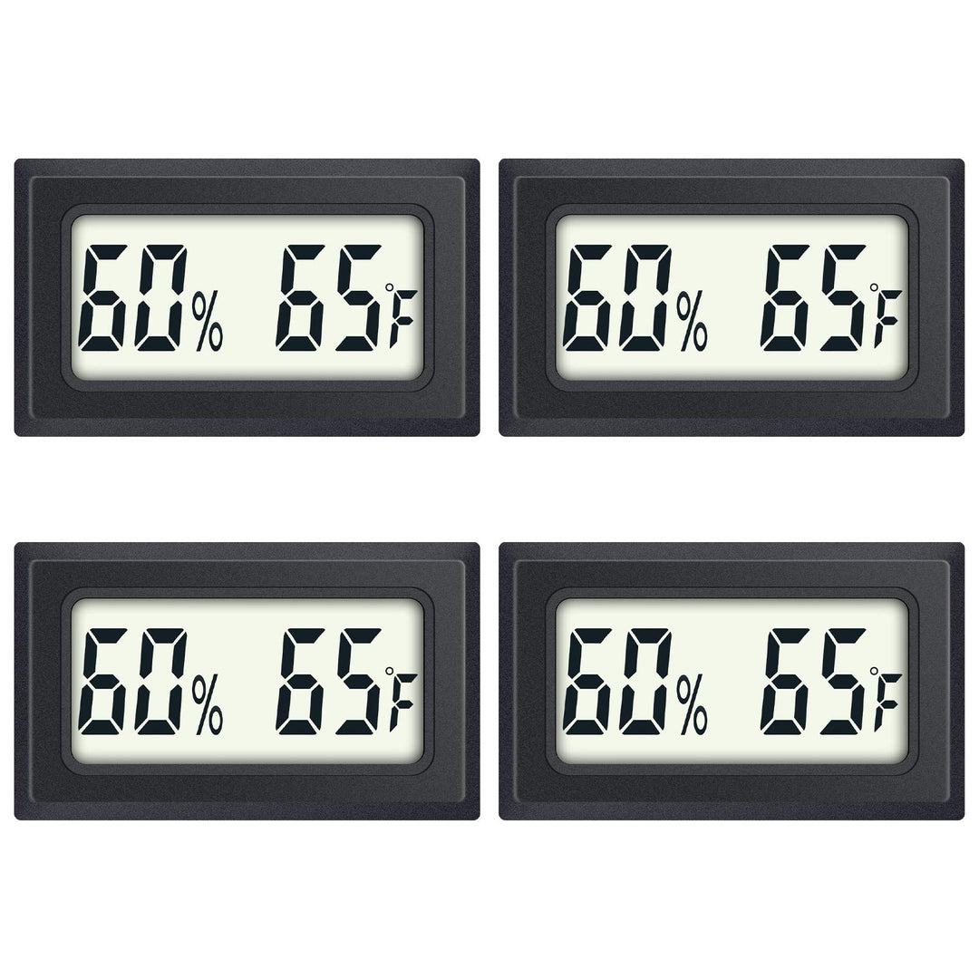 Reptile Thermometer 4-Pack Mini Digital Humidity Temperature Meters Gauge Indoor Hygrometer Thermometer AikTryee wiht  for Humidors Greenhouse Garden Cellar Closet Guitar Case