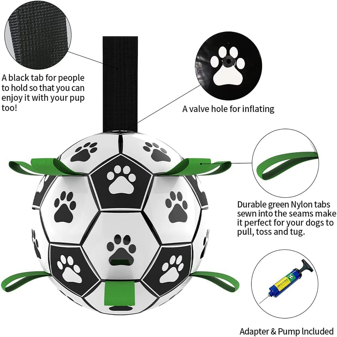 Dog Toys Soccer Ball with Straps, World Cup Interactive Dog Toys for Tug of War, Puppy Birthday Gifts, Dog Tug Toy, Dog Water Toy, Durable Dog Balls for Medium Large Dogs(8 Inch)