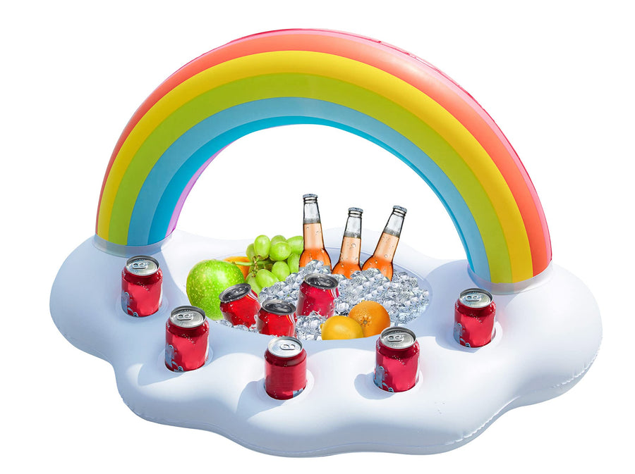 Inflatable Pool Party Cooler - Rainbow Cloud Drink Holder Luau Hawaiian Tropical Beach Themed Birthday Easter Party Decorations Favors Supplies Decor Blow Up Drink Cooler Outdoor Kids Adults
