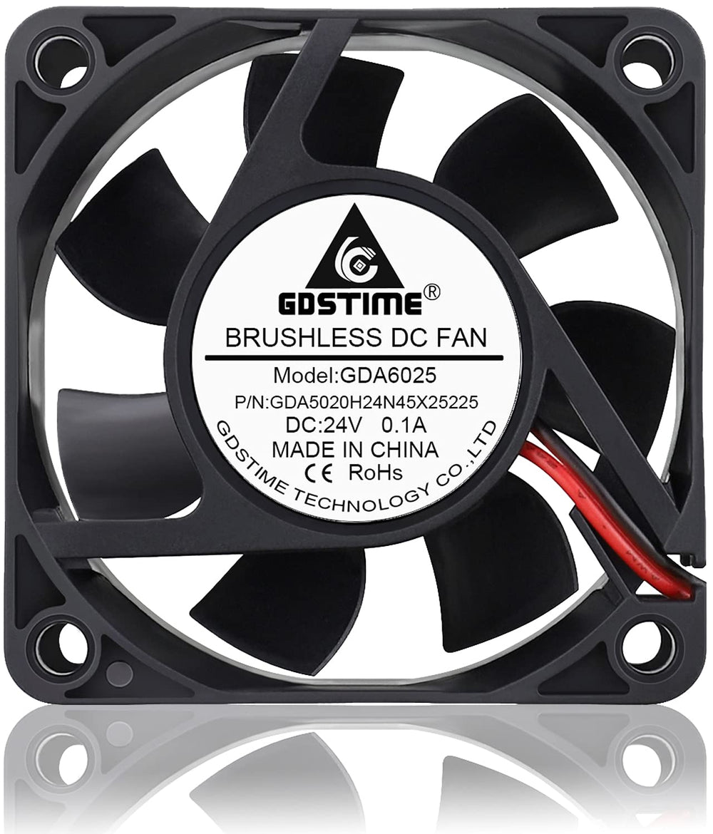 60mm x 60mm x 25mm 6cm 2 Wire Dc 24v Brushless Cooling Fan