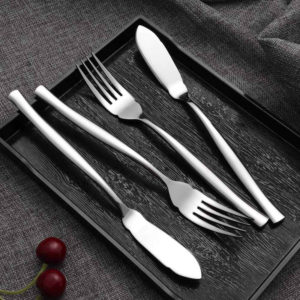 8-Piece Stainless Steel Fish Forks Fish Knives, Fish Serving Fork and Fish Serving Knife