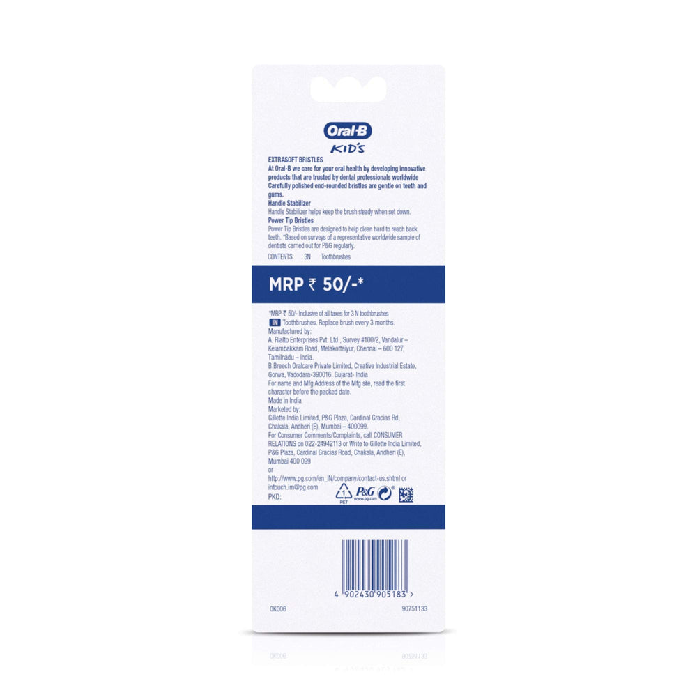 Oral-B Oral B Kids Manual Toothbrush, Extra Soft (,Mult