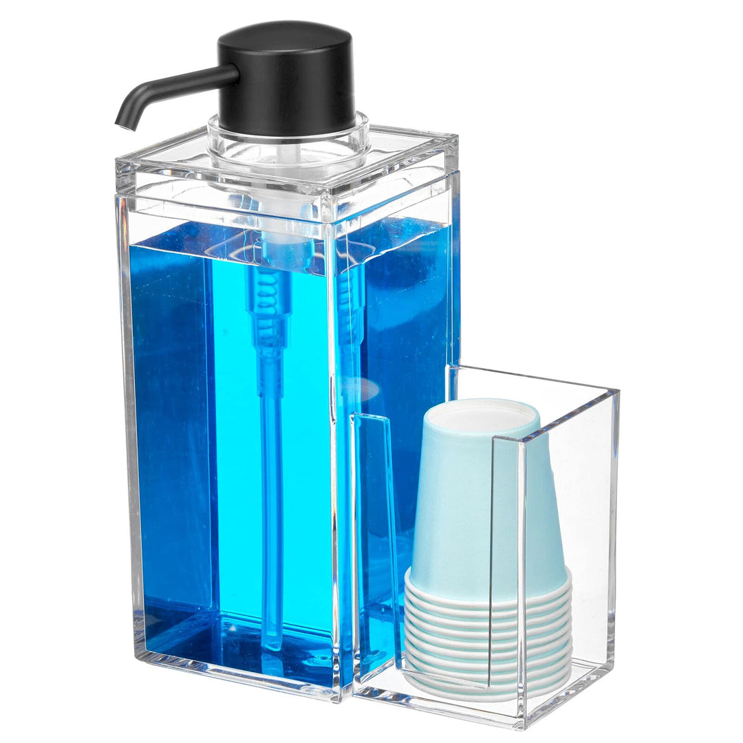 mDesign Modern Plastic Mouthwash Pump Caddy and Disposa