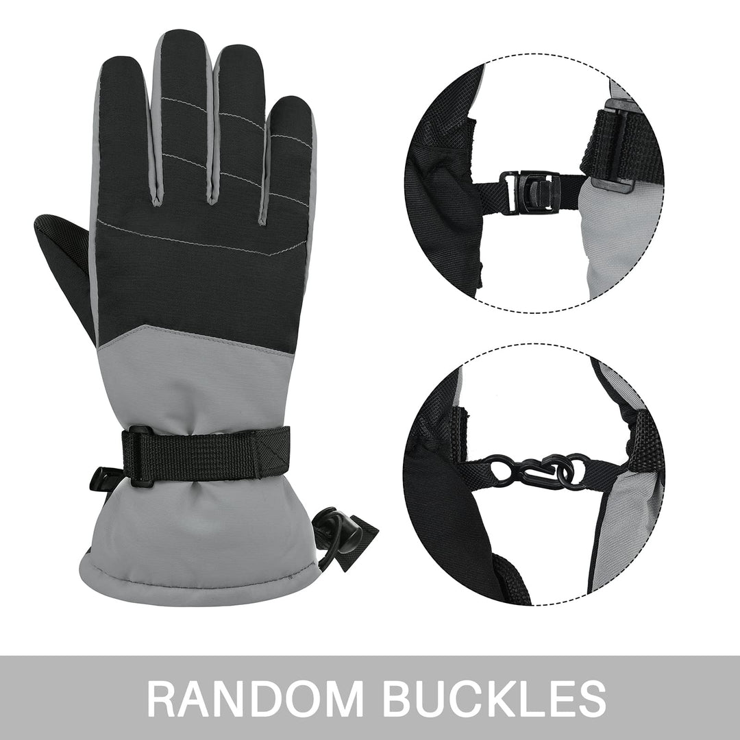 Kids Gloves for winter Waterproof Boys Snow Ski Gloves Toddler Boys Girls Warm Gloves Snow Mittens Black M