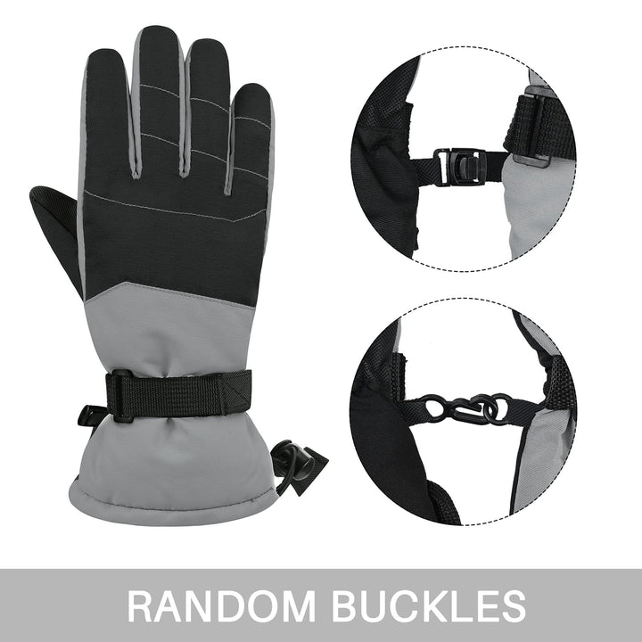 Kids Gloves for winter Waterproof Boys Snow Ski Gloves Toddler Boys Girls Warm Gloves Snow Mittens Black M