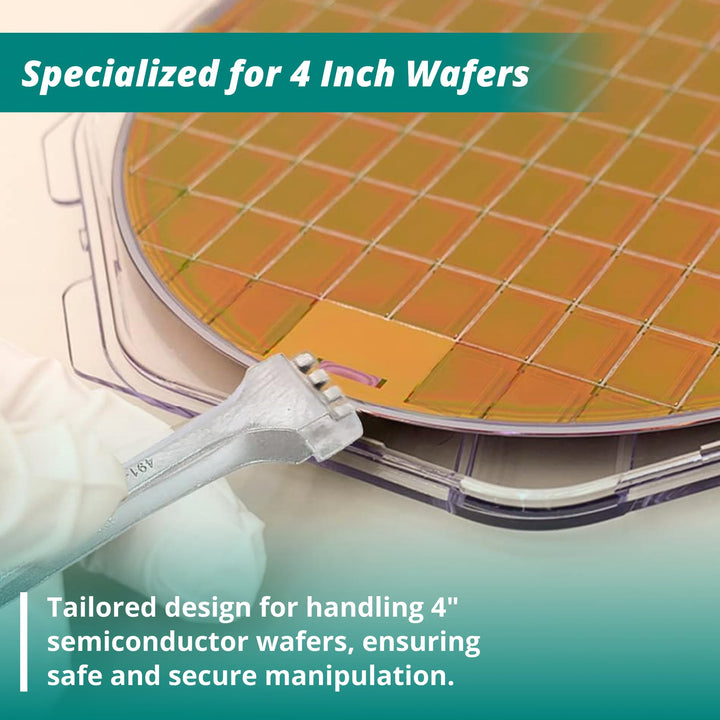 Wafer Tweezers for 4 Wafers, 5 Fingered Paddle with Guide Pin, Anti-Magnetic Stainless Steel, Features Serrated Handles for Better Control, Intermediate