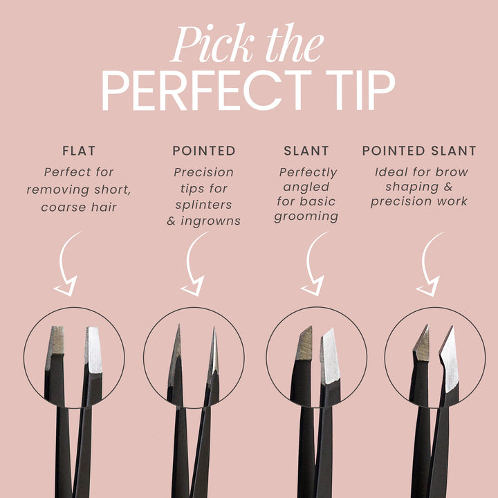 Tweezer Guru Eyebrow Tweezer Set (4-Piece) for Women &amp; Men - Professional Slant and Pointed Tweezers Set with Case - Precision Tweezers Kit for Facial Hair, Splinter and Ingrown Hair Removal