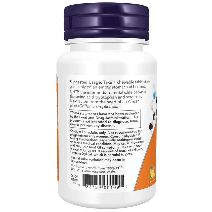 Now Foods 5-HTP Chewable Lozenges Tablets, 100 mg, 90 C
