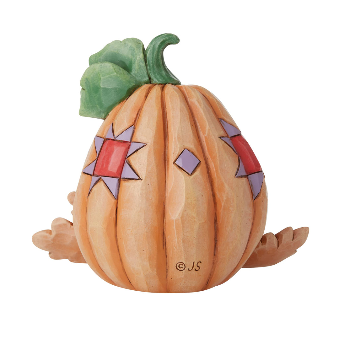 Jim Shore Heartwood Creek Harvest Pumpkin with Bounty Miniature Figurine, 4 Inch, Multicolor