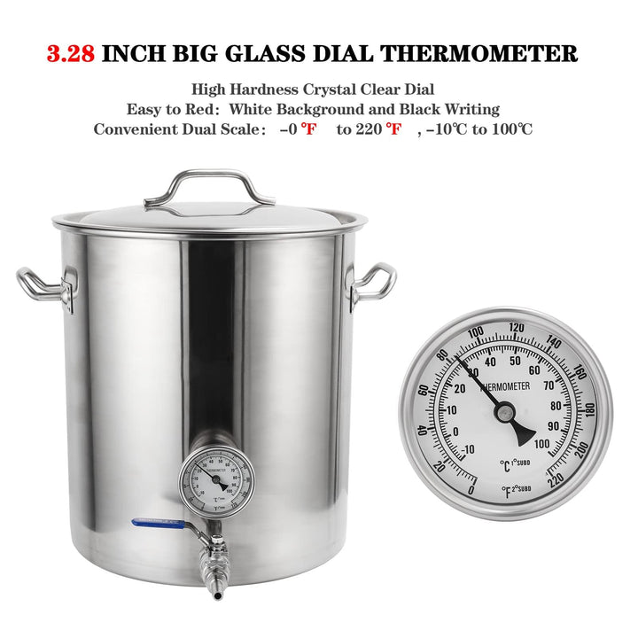 3 Dial 2 Probe FERRODAY 1/2 NPT Stainless Steel Thermometer Dial Thermometer 1/2 NPT Homebrew Kettle Thermometer Weldless w/O-Rings 0-220ºF Kettle Thermometer Stainless Steel Brew Pot Thermometer