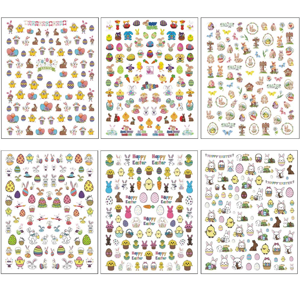 3D Easter Nail Art Stickers Bunny Nail Decals Nail Supplies Cute Rabbits Hare Easter Egg Chick Flowers Design Self Adhesive Nail Stickers for Acrylic Nail Decorations Easter Party Favors 10 Sheets