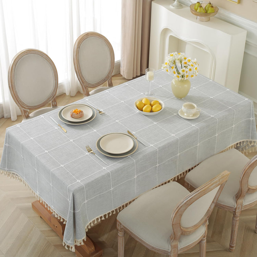 Laolitou Rustic Tablecloth Cotton Linen Waterproof Burl