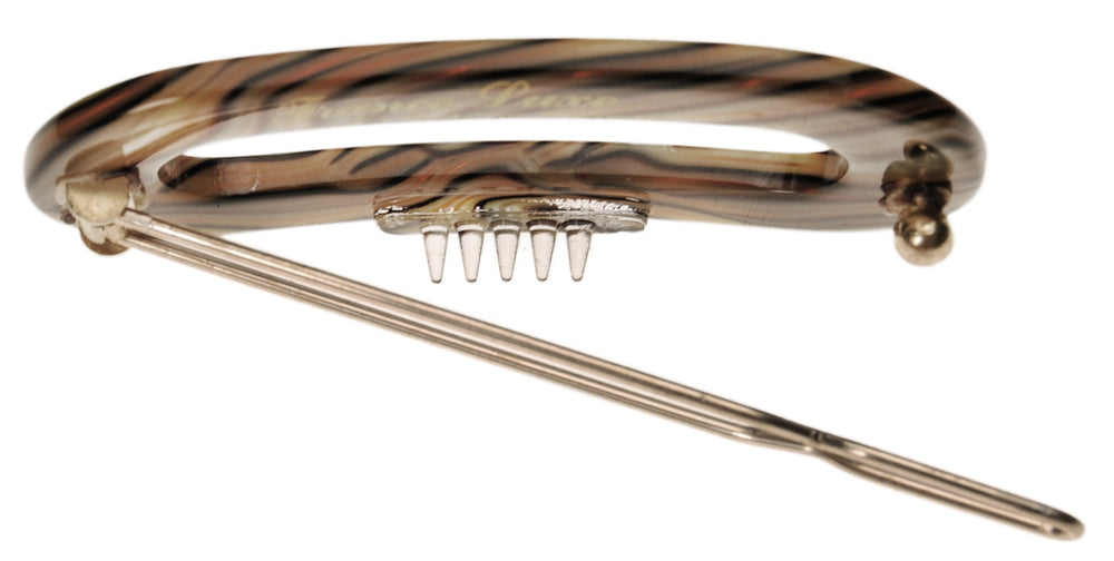 Onyx : Mini Oval on Tige Boule Barrette - Onyx