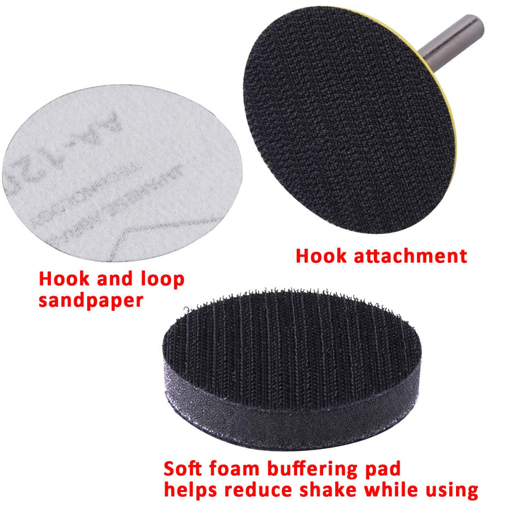SIQUK 200 Pcs 2 Inch Sanding Discs with 1 pc 1/4 Inch S