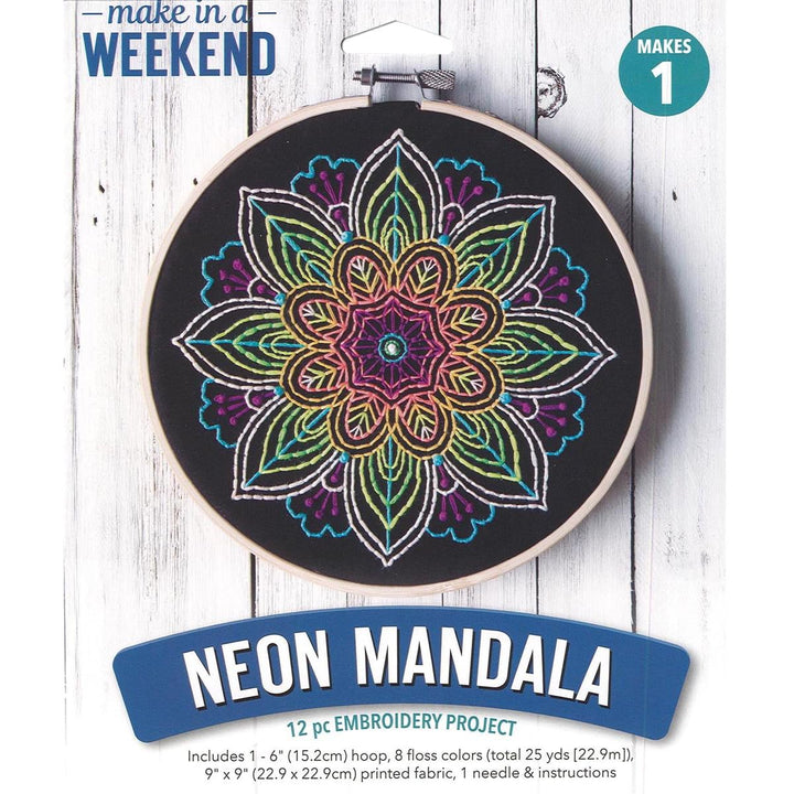 Leisure Arts Embroidery Kit 6 Neon Mandala- cross stitc