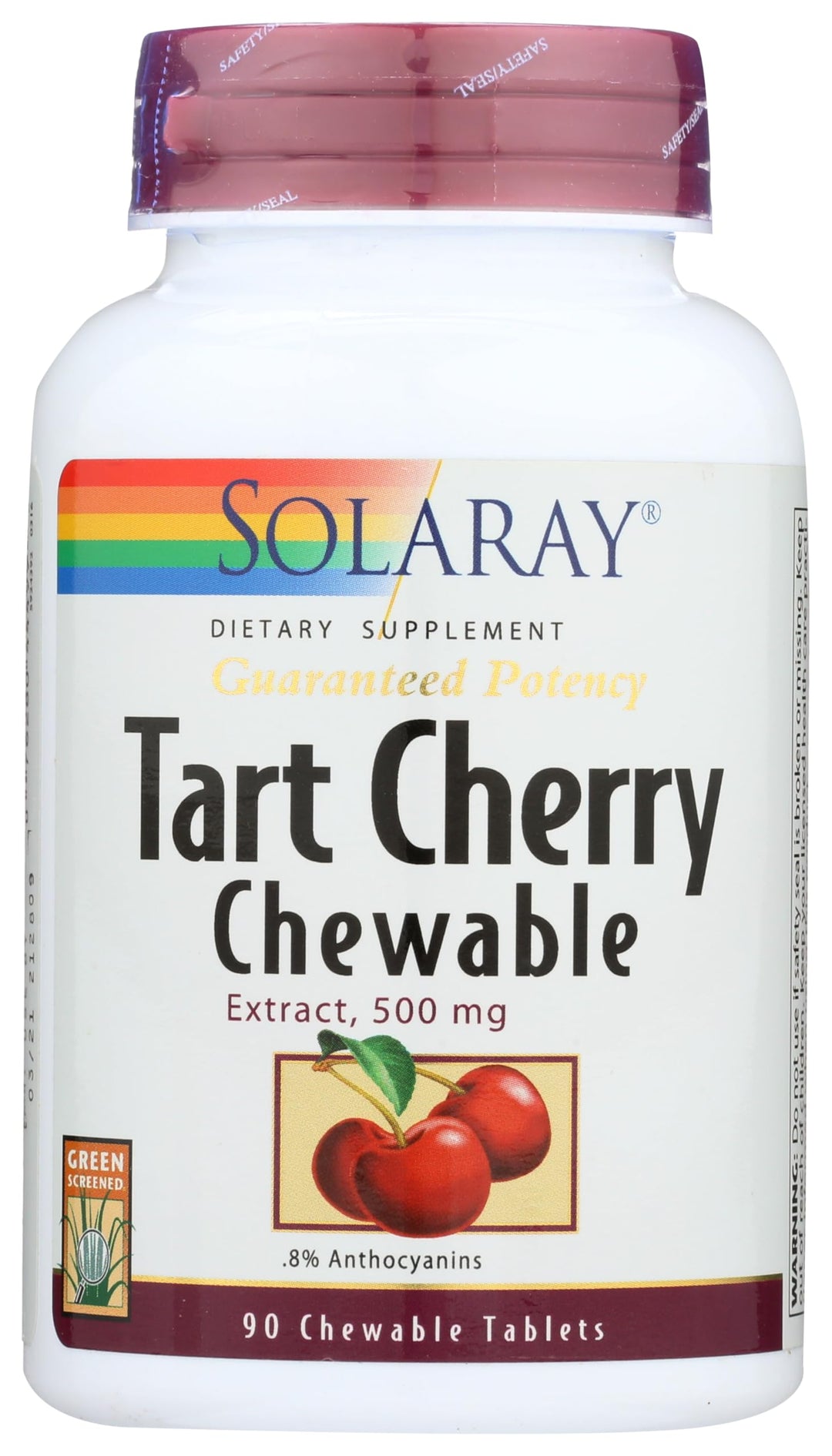 Guaranteed Potency Tart Cherry Fruit Extract, Chewable, Cherry (Btl-Plastic) 500mg | 90ct