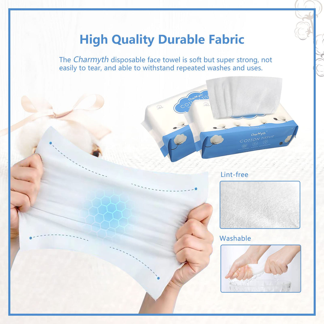 Cotton Tissues for Face Unscented SOFE Cleansing 100% Cotton Dry Wipes for Baby for Sensitive Skin Facial Cotton Tissue (100 Count)