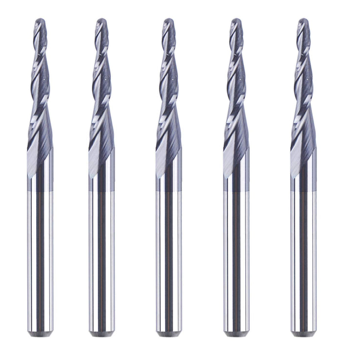 5 Pieces 0.75MM Tip Radius (1.5mm Diameter) Tapered Ball Nose Carbide Router bits 1/8 inch Shank for Wood Carving 3D Engrave with TiAlN Coated
