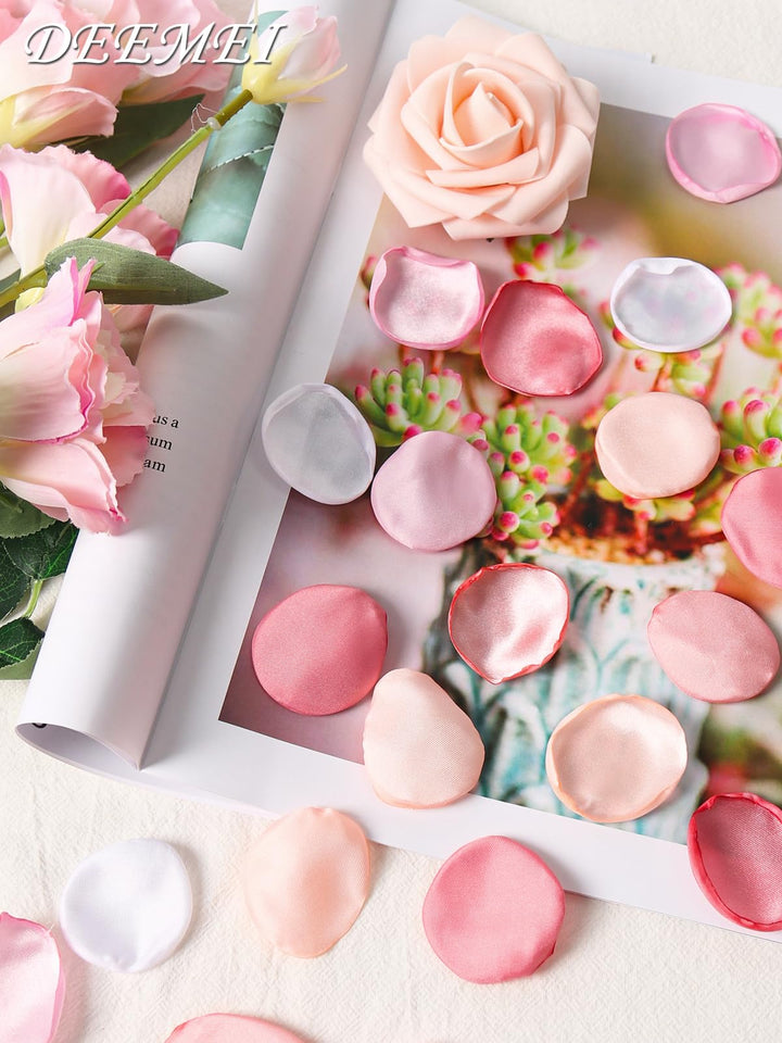 400pcs Silk Rose Petals for Wedding Artificial Flower Petals Bulk for Basket Wedding Aisle Runner Bridal Shower Table Decor(Mix Pink)