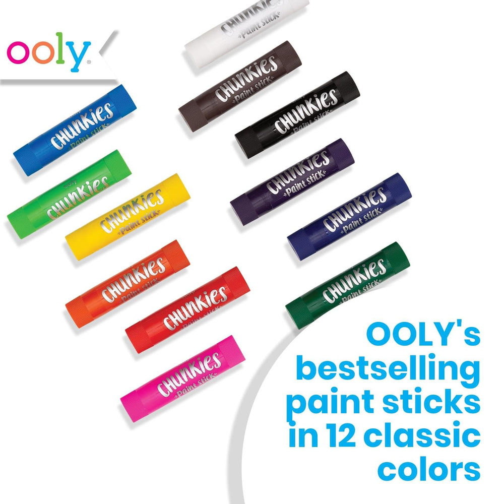 Chunkies 12 Mess Free Paint Sticks For Kids, Tempera Paint Sticks Kid Safe Colors, No Mess Quick Drying Art Supplies for Toddlers and Kids