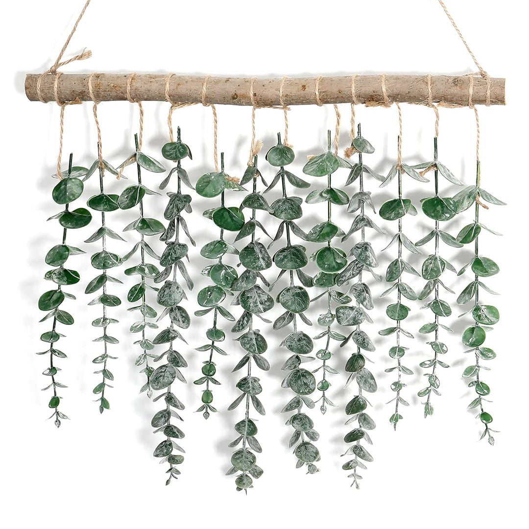 Artificial Eucalyptus Wall Hanging Decor, Fake Eucalyptus Leaves Hanging Wall Plants Greening Farmhouse Rustic Boho Wall Decor for Nursery Bedroom Living Room Kitchen and Bathroom Decor