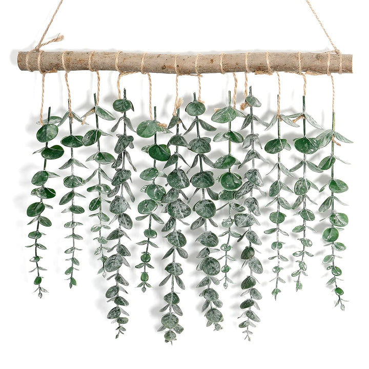 Artificial Eucalyptus Wall Hanging Decor, Fake Eucalyptus Leaves Hanging Wall Plants Greening Farmhouse Rustic Boho Wall Decor for Nursery Bedroom Living Room Kitchen and Bathroom Decor