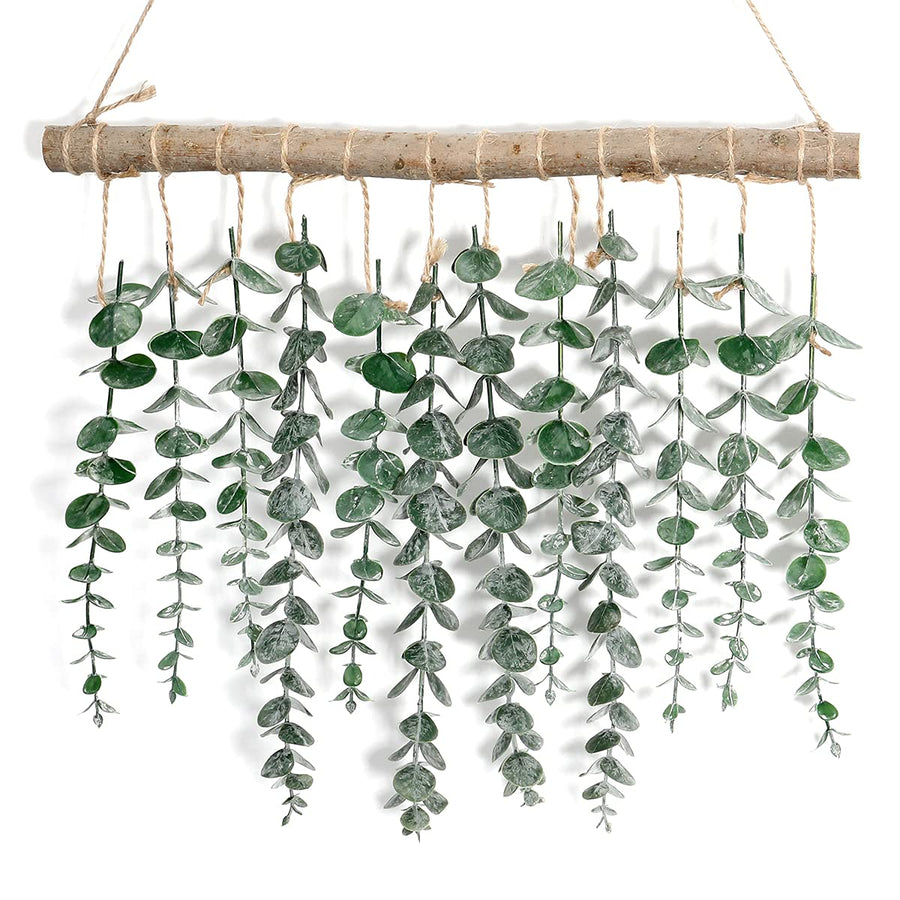 Artificial Eucalyptus Wall Hanging Decor, Fake Eucalyptus Leaves Hanging Wall Plants Greening Farmhouse Rustic Boho Wall Decor for Nursery Bedroom Living Room Kitchen and Bathroom Decor