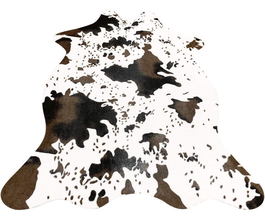 Cow Print Rug Faux Cowhide Area Carpet Animal Print Mat for Living Room Bedroom Non-Slip 3.6x2.5FT (110cmx75cm)