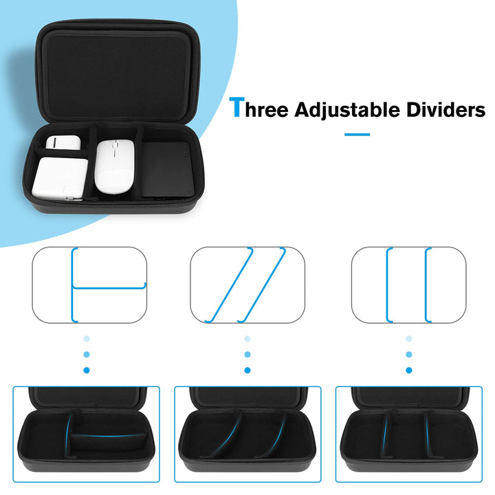 Hard Travel Electronic Organizer Case for MacBook Power Adapter Chargers Cables Power Bank Apple Magic Mouse Apple Pencil USB Flash Disk SD Card Small Portable Accessories Bag -L, Black