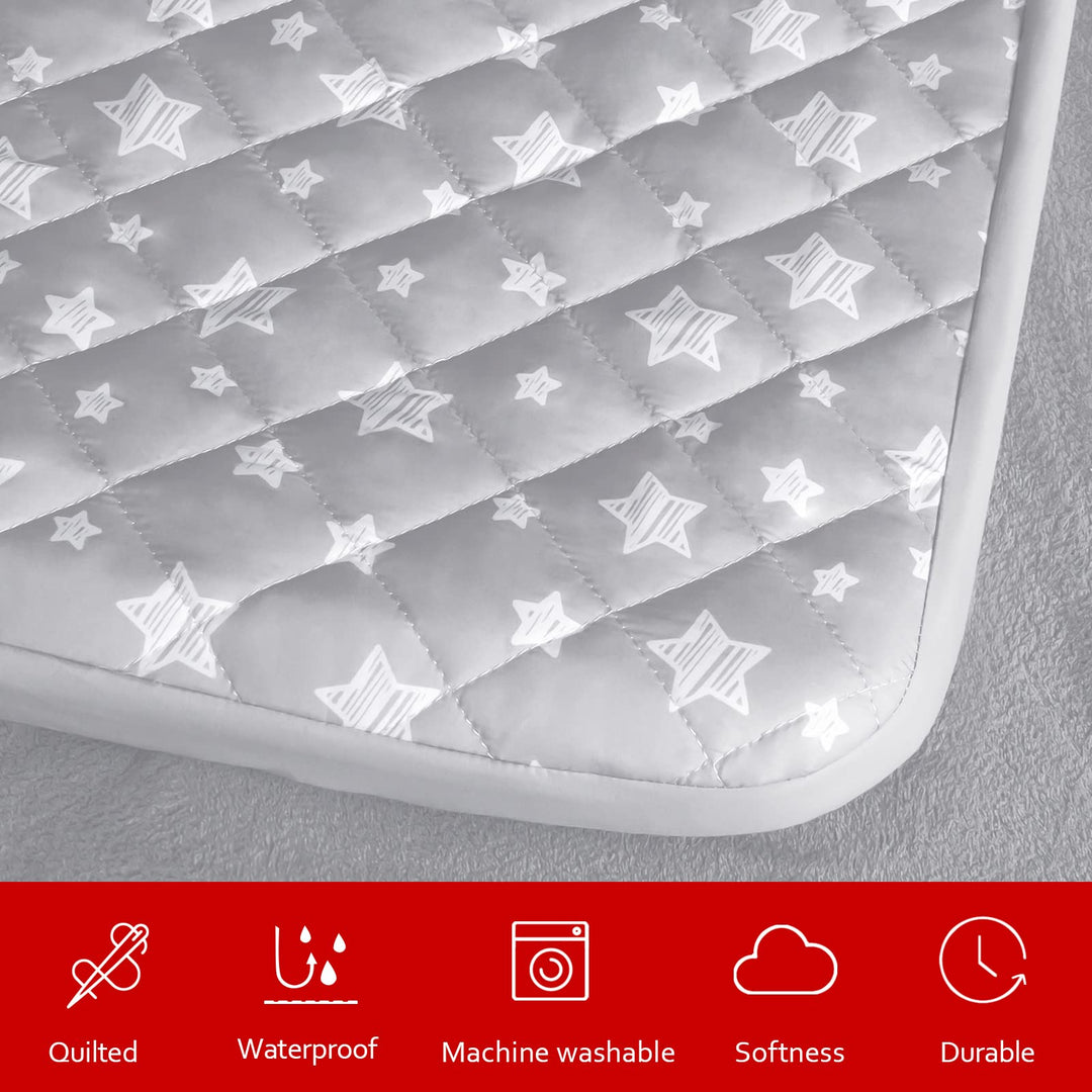Dog Bed Covers Replacement Washable Pet Hair Easy to Remove, Waterproof Dog Bed Covers Noiseless Quilted, Pet Bed Cover Lovely Grey Star Print, Puppy Bed Cover 30x20 Inches, for Dog/Cat, Cover Only