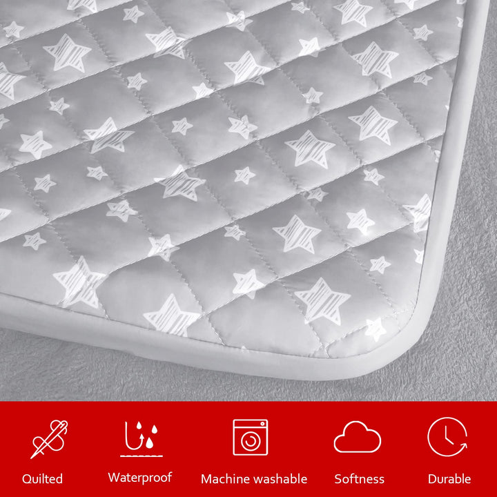 Dog Bed Covers Replacement Washable Pet Hair Easy to Remove, Waterproof Dog Bed Covers Noiseless Quilted, Pet Bed Cover Lovely Grey Star Print, Puppy Bed Cover 30x20 Inches, for Dog/Cat, Cover Only