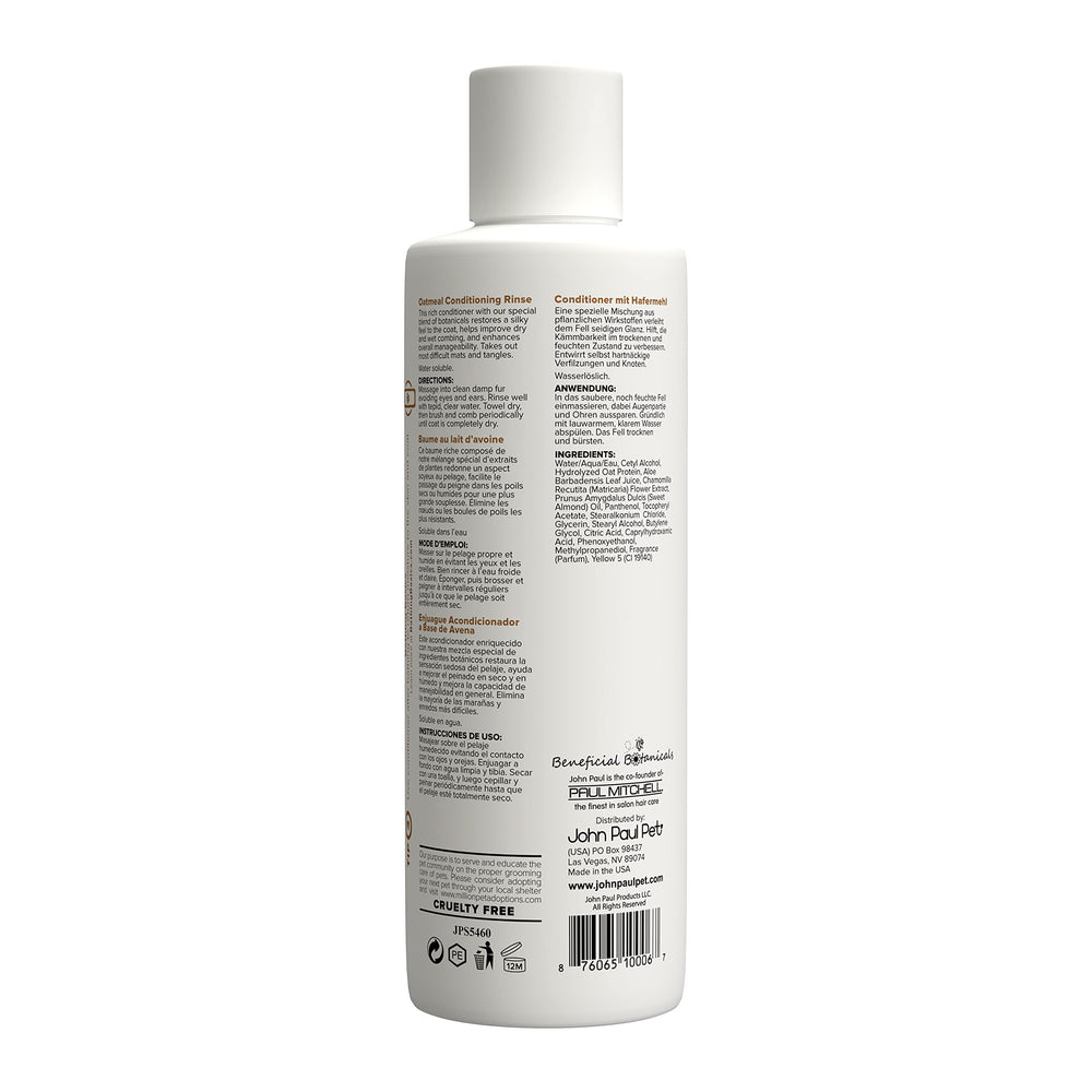 Oatmeal Conditioning Rinse for Dogs and Cats, Soothing Sensitive Skin Formula, Moisturizes and Revitalizes Dry Skin and Fur, 16-Ounce, (JPS5460)