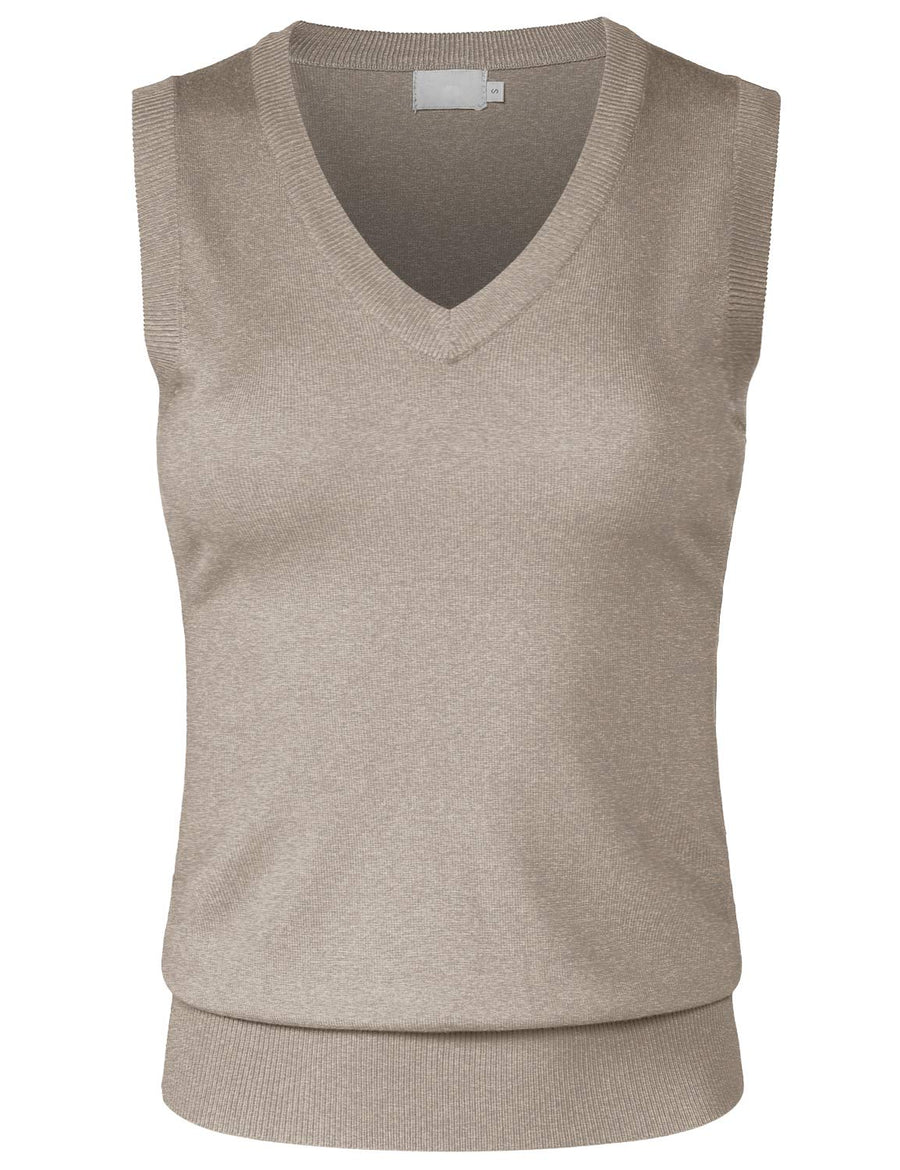 JSCEND Women's Solid Basic V-Neck Sleeveless Soft S