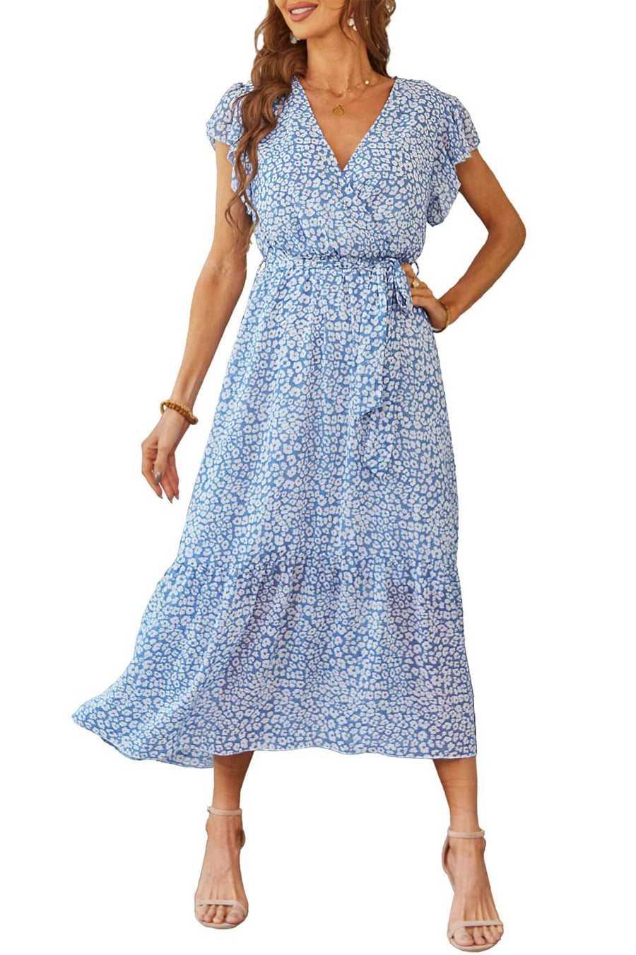 PRETTYGARDEN Women's 2024 Floral Boho Dress Wrap V 