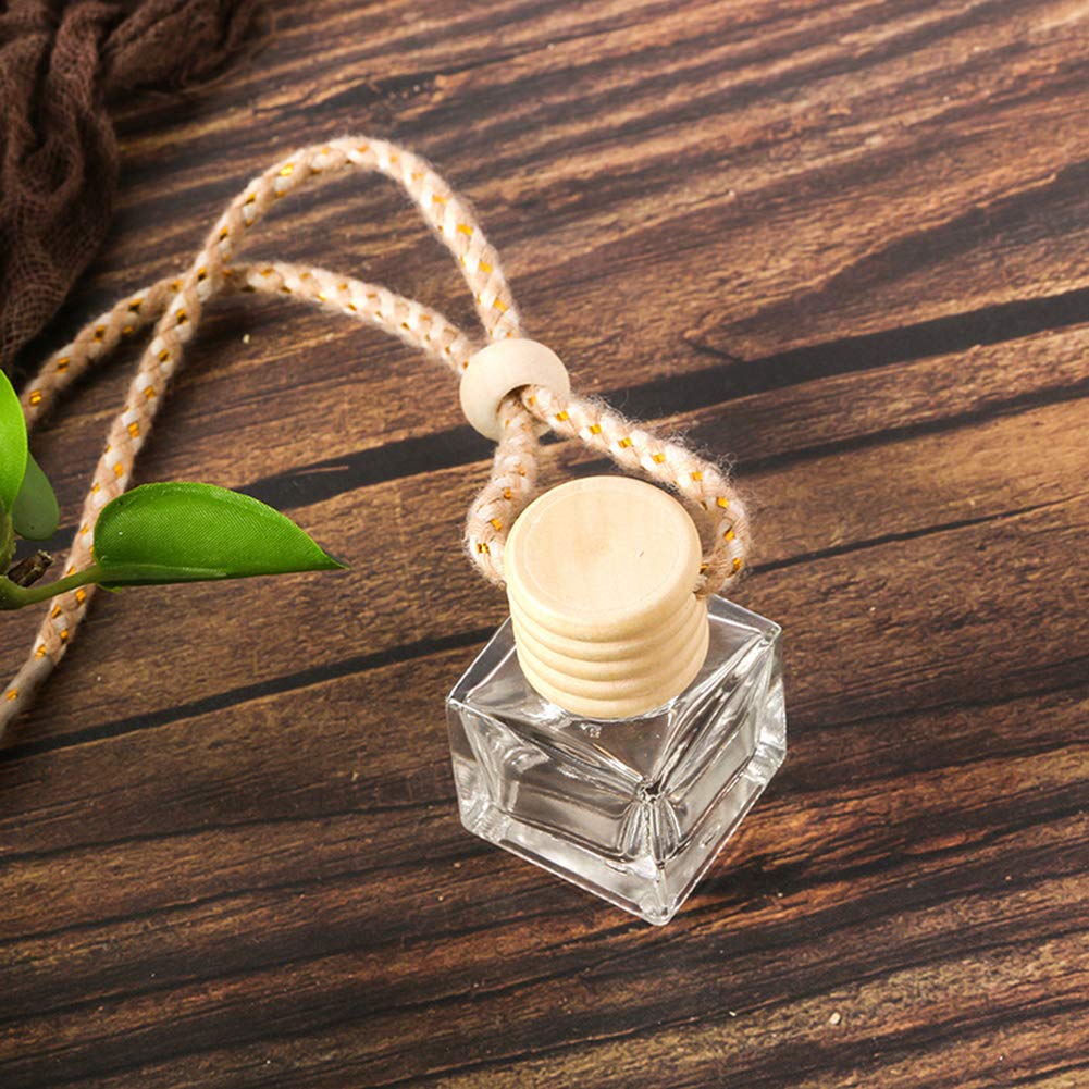 10 Packs Car Aromatherapy Diffuser Hanging Empty Glass Perfume Bottle Essential Oils Diffuser Bottles Automotive Interior Ornaments Car Fragrance Pendant Decoration