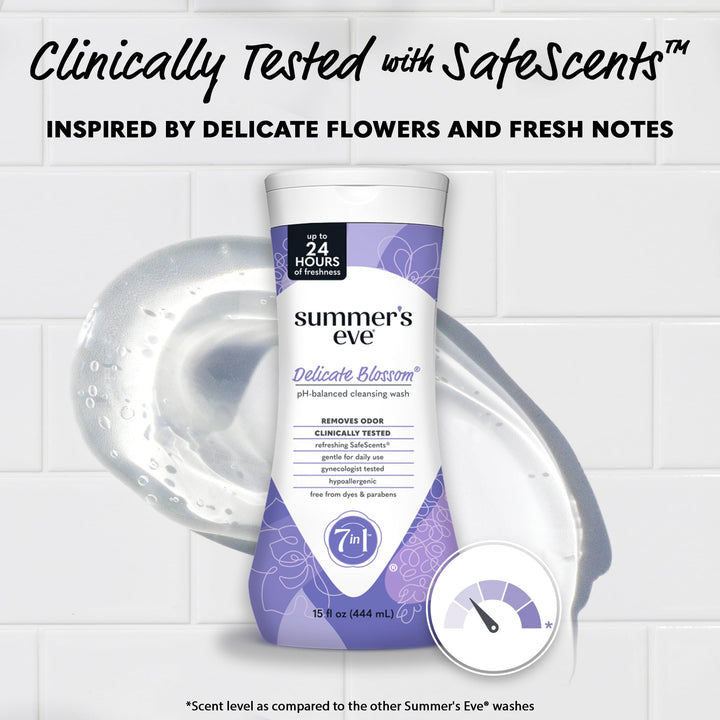 Summer's Eve Delicate Blossom Daily Refreshing All Over Feminine Body Wash, Removes Odor, Feminine Wash pH Balanced, 15 fl oz