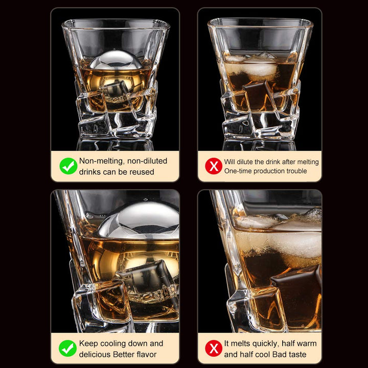 Whiskey Stones 2 Pcs Reusable Metal Ice Cube Large Stai