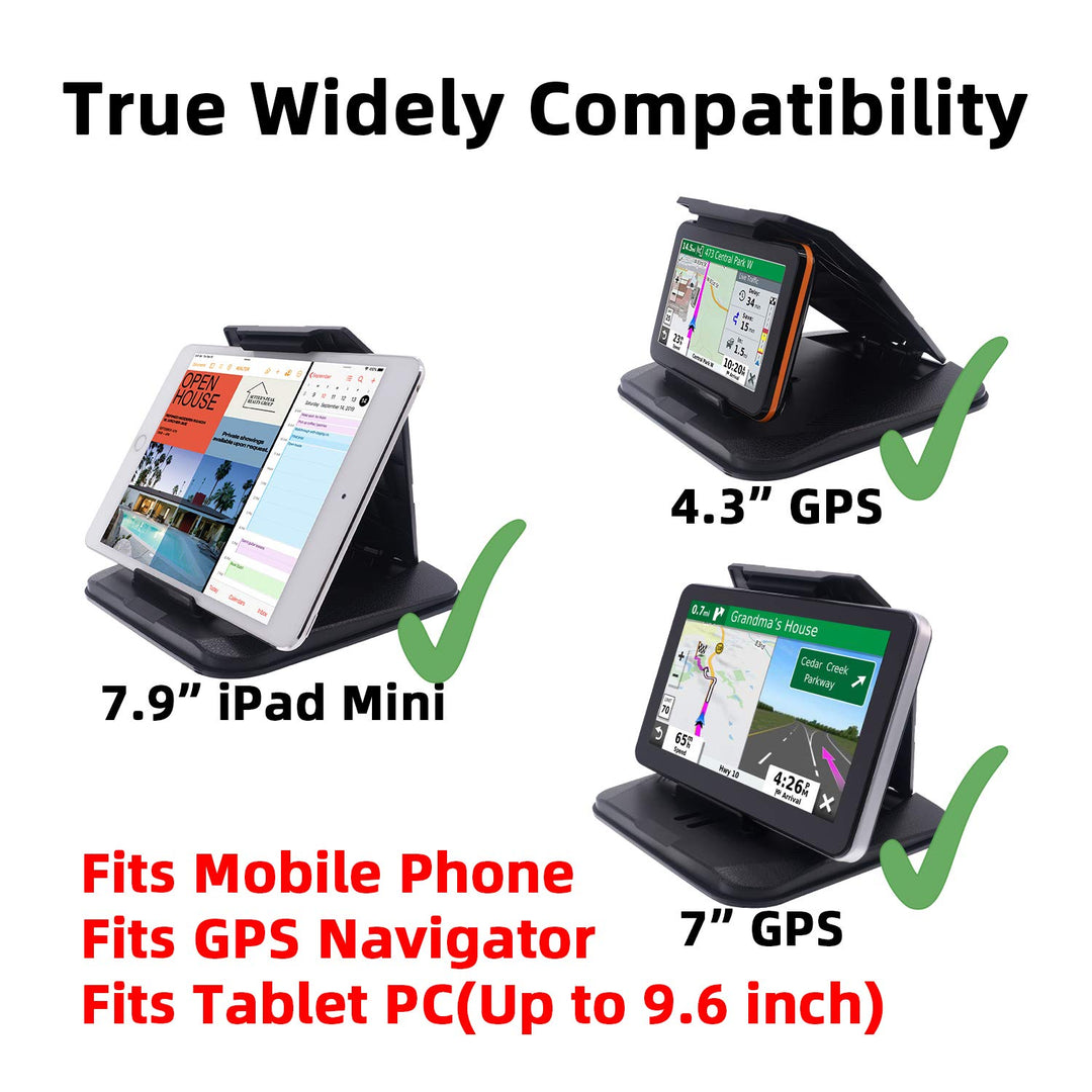 Dashboard GPS Mount Holder - Universal Dashbaord Phone Tablet PC Navigation Holder for Garmin Nuvi iPhone iPad Galaxy Yoga Android Fits 4.3-9.6 GPS &amp; Smartphone Friction Mount Holder