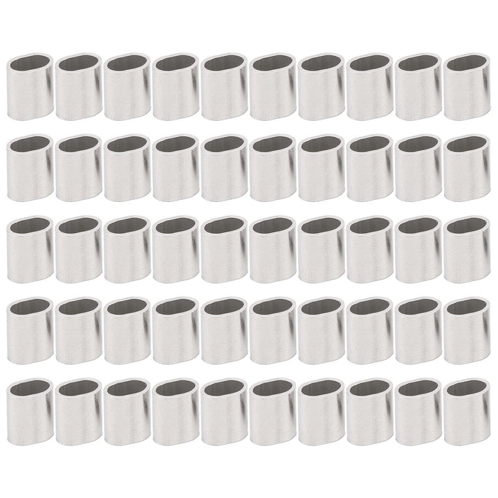 50Pcs M3 Oval Steel Sleeve, 304 Stainless Steel Wire Crimping Loop, for Crimping on the Wire Rope, with 3.2mm Inner Width, M