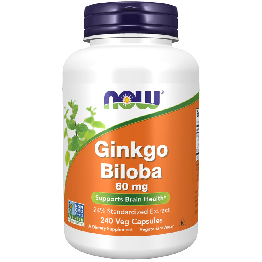 Supplements, Ginkgo Biloba 60 mg, 24% Standardized Extract, Non-GMO Project Verified, 240 Veg Capsules