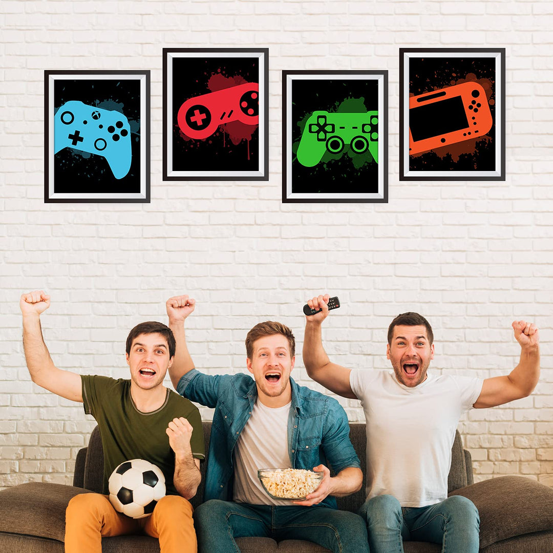 Video Game Decor Set of 4 (8”X 10”), Boys Room Decorations for Bedroom, Gaming Wall Art for Kids Boy Playroom Home Decor, gamer wall art, Teen boy bedroom, No Frames