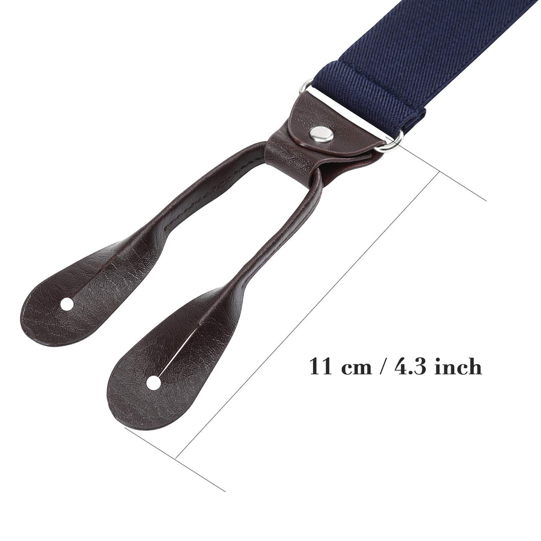 AWAYTR Mens Brown Button End Suspenders - Adjustable El