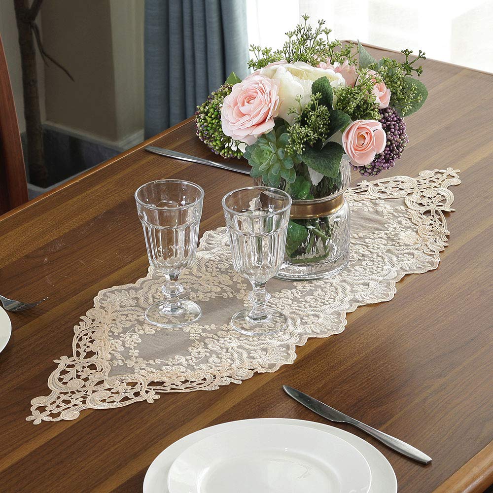 ARTABLE Rectangle Table Runner Lace Macrame Embroidered