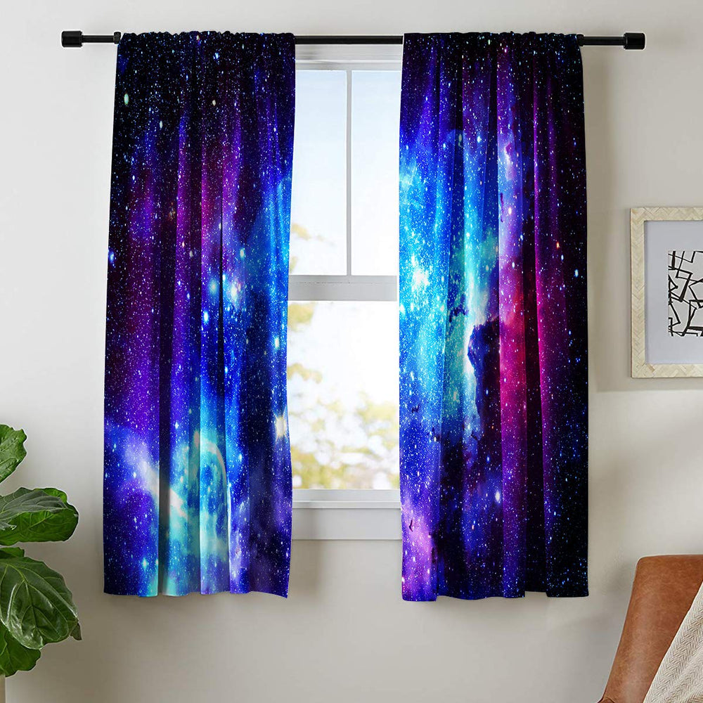 Riyidecor Galaxy Outer Space Nebula Curtains (2 Panels 